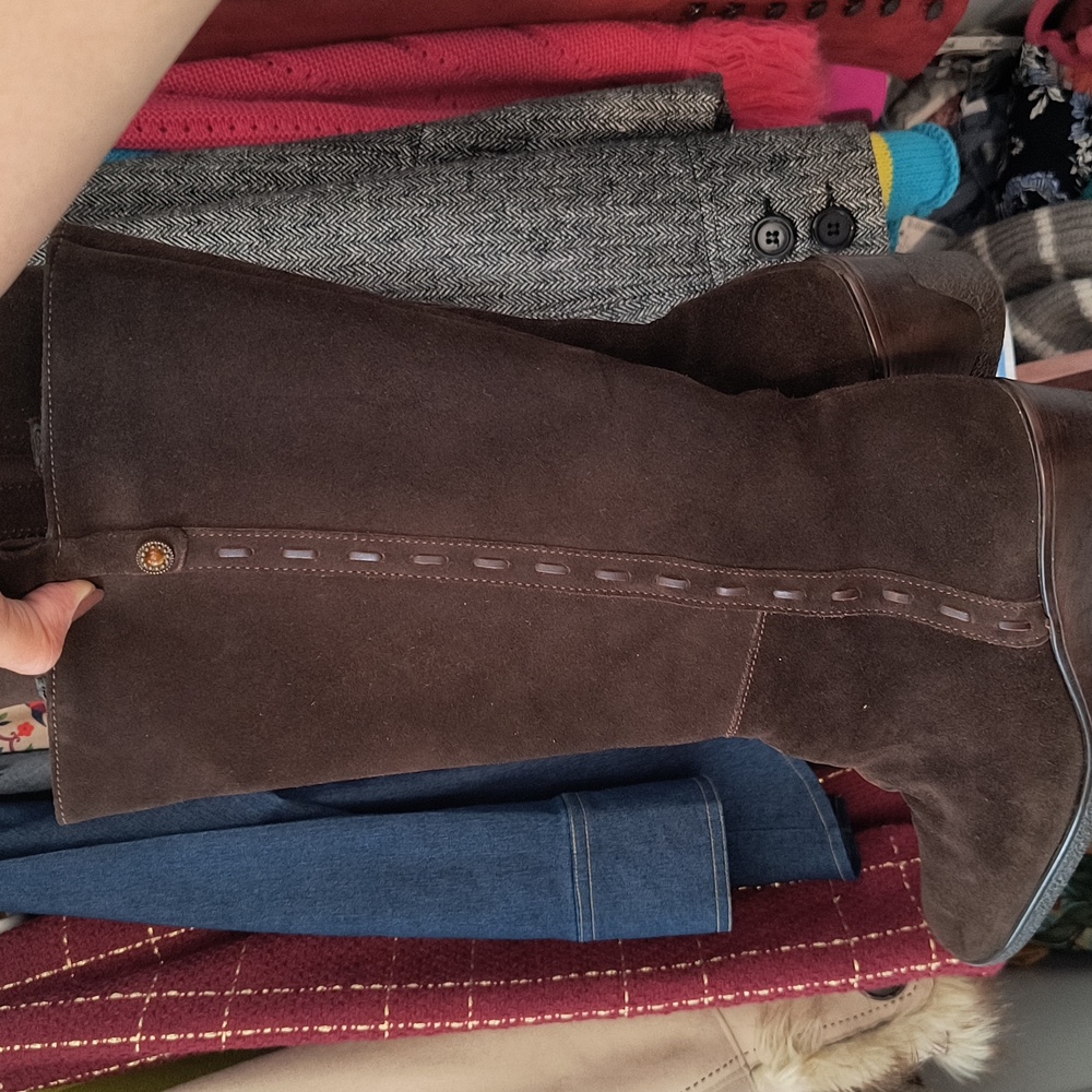 Women Leather Boots Dark Brown